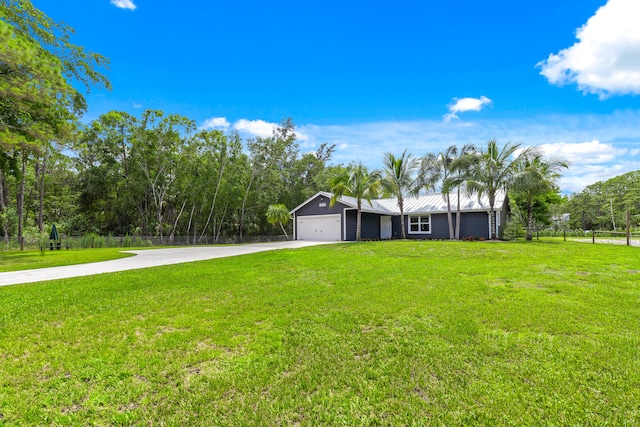 view of yard featuring a garage