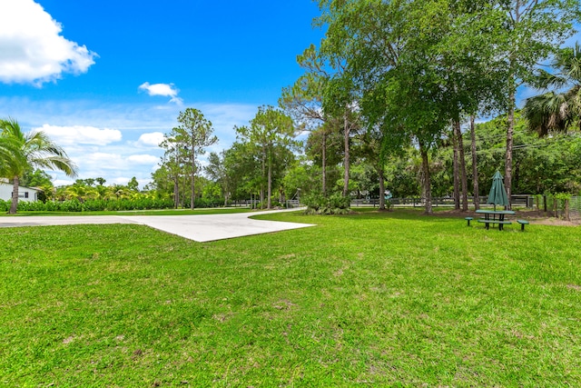 view of home's community with a yard