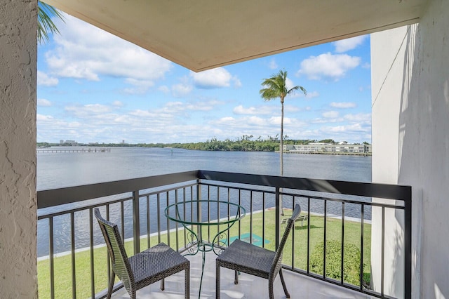 balcony with a water view