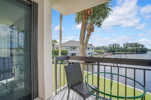 balcony with a water view