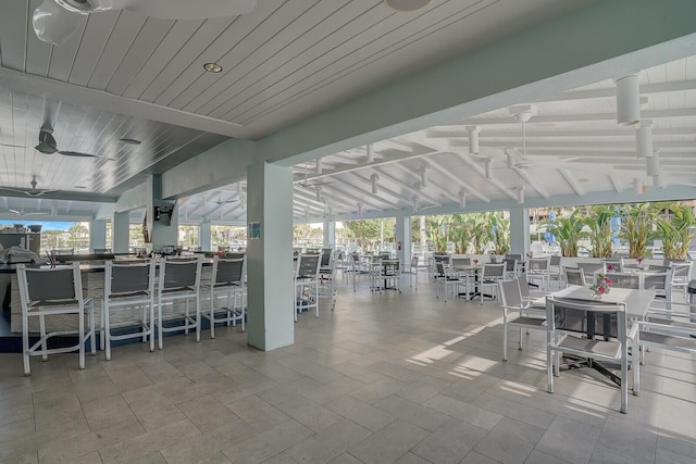 view of patio with ceiling fan