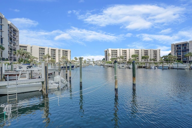 dock area featuring a water view