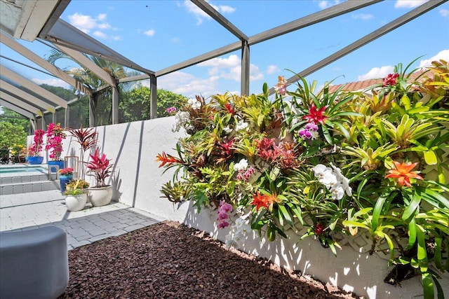 view of patio / terrace with a lanai