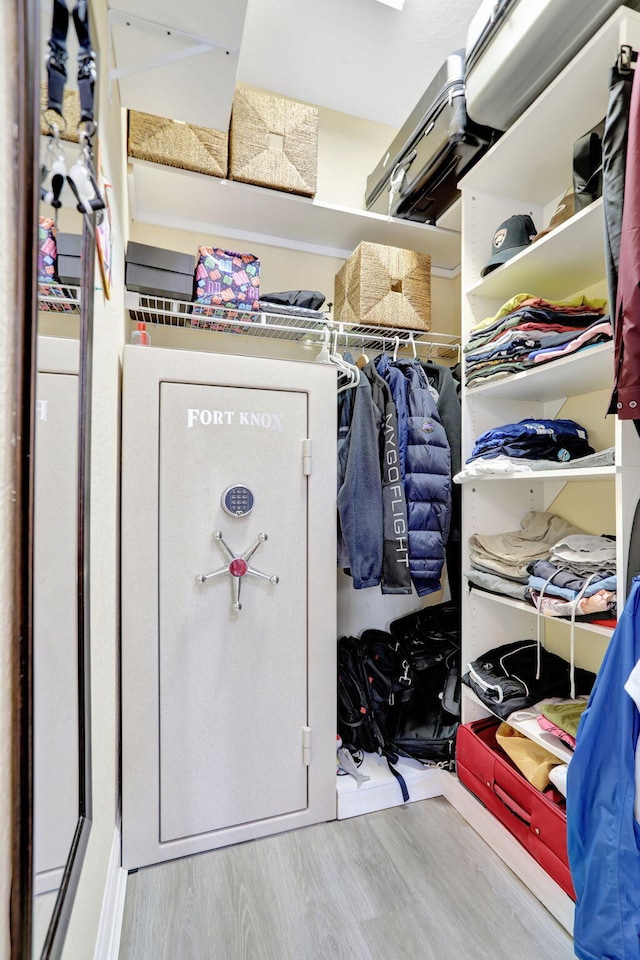 spacious closet featuring hardwood / wood-style flooring