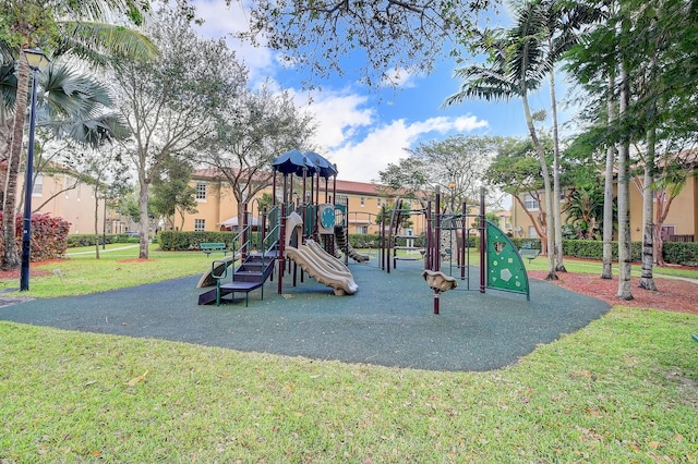 view of playground featuring a yard