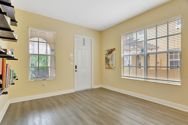 foyer entrance with light wood-type flooring