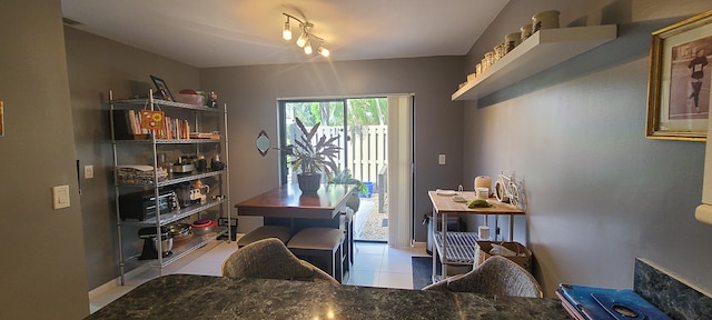 office area with light tile patterned floors