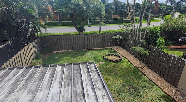 view of yard featuring a fenced backyard