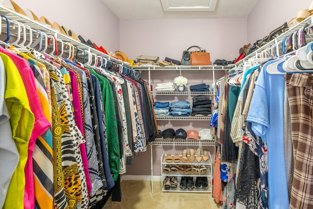 spacious closet with carpet floors