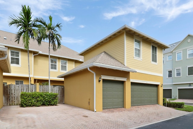 view of front of property featuring a garage