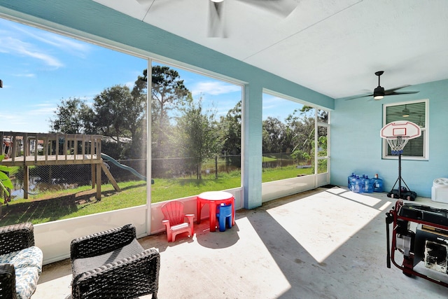 view of patio with ceiling fan