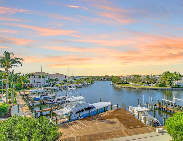 view of dock featuring a water view