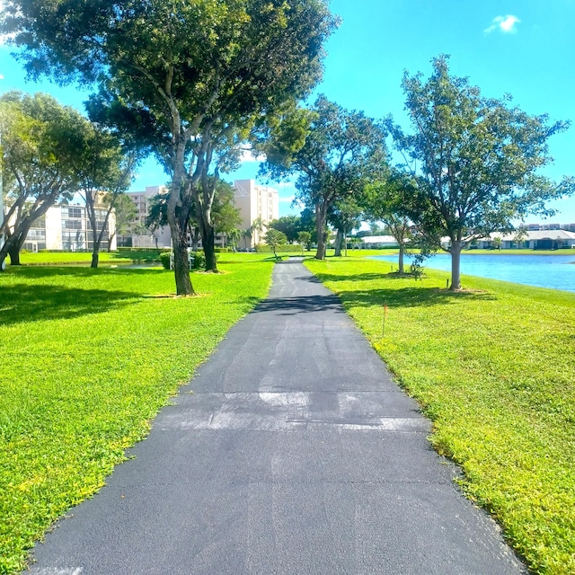 view of street featuring a water view