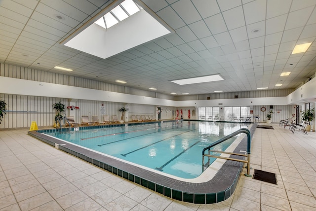 community pool with a skylight