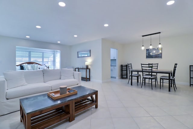 view of tiled living room