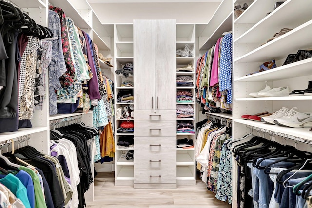 walk in closet featuring light wood-type flooring