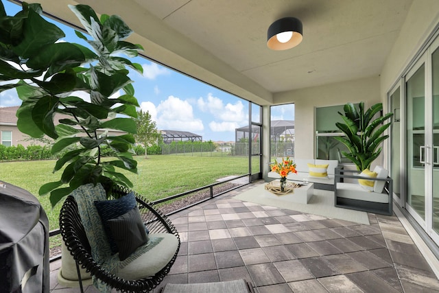 view of unfurnished sunroom