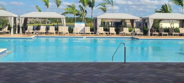 view of pool with a gazebo