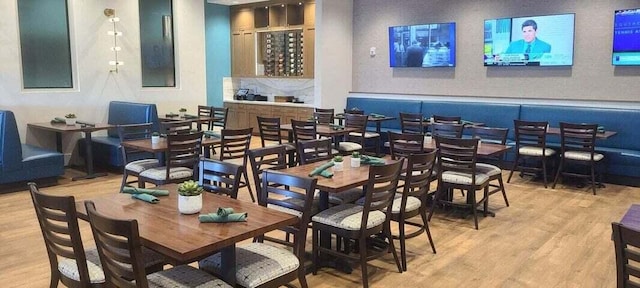 dining space featuring light hardwood / wood-style flooring