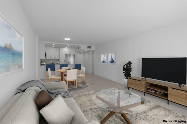 living room featuring light wood-type flooring