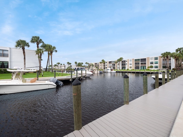 dock area featuring a water view