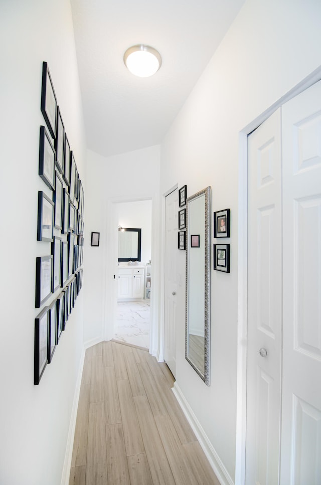 hall featuring light hardwood / wood-style floors