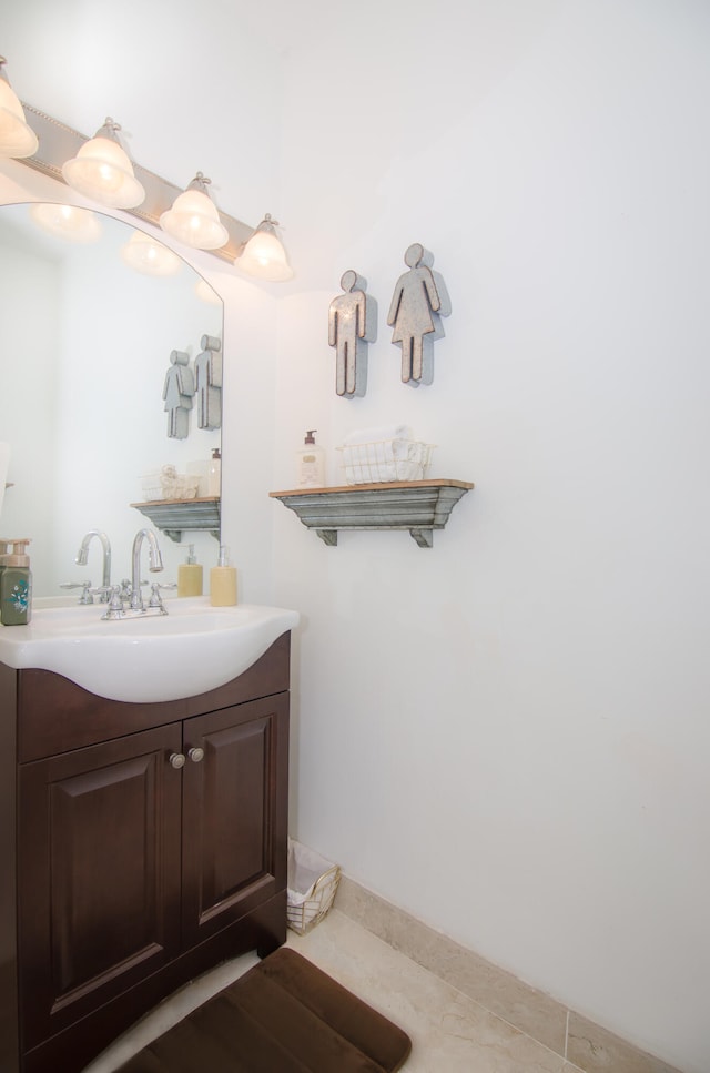 bathroom with vanity and tile patterned floors