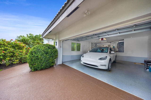 garage with a garage door opener