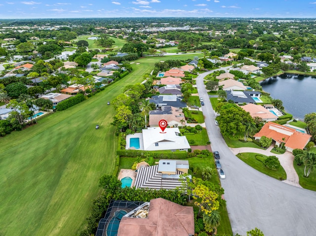 bird's eye view featuring a water view