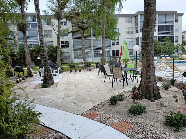 view of community featuring a patio and a pool