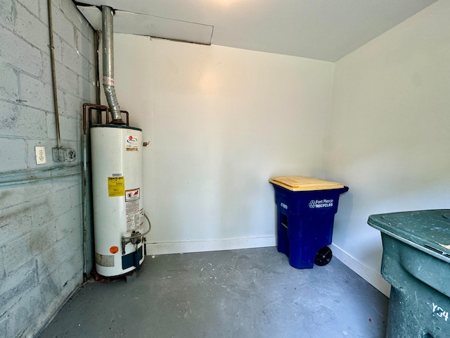 utility room with gas water heater