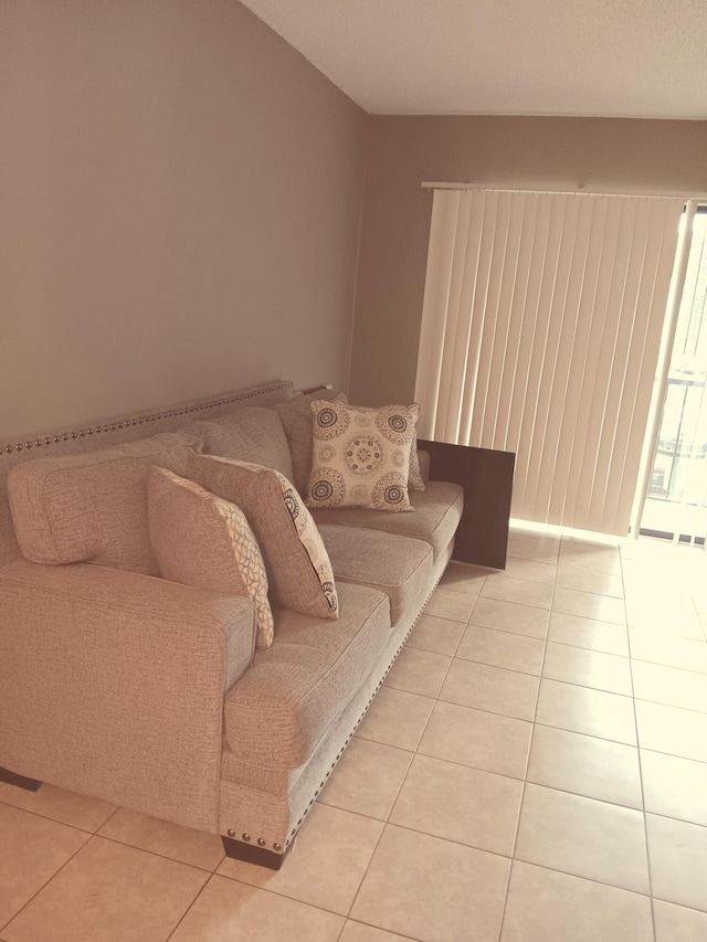 living room with light tile patterned floors