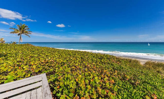 view of water feature with a view of the beach