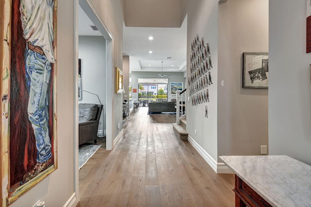 hall featuring light hardwood / wood-style floors