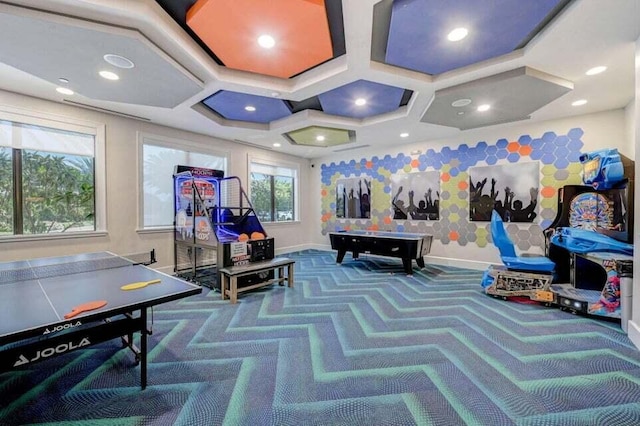 game room with carpet floors