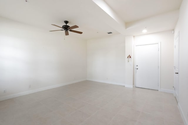 unfurnished room with ceiling fan