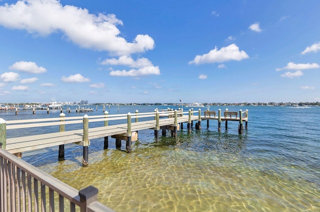 view of dock featuring a water view