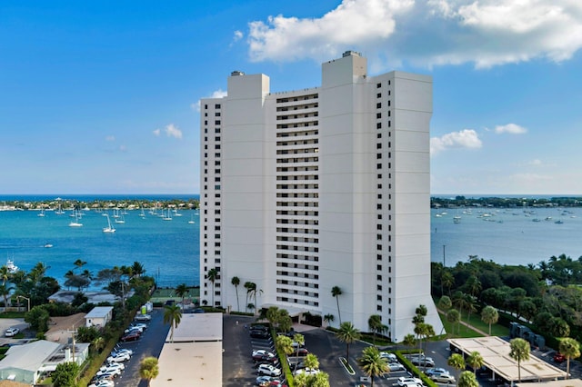 view of property with a water view