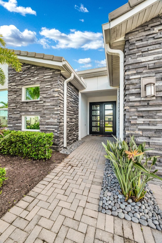 property entrance with french doors