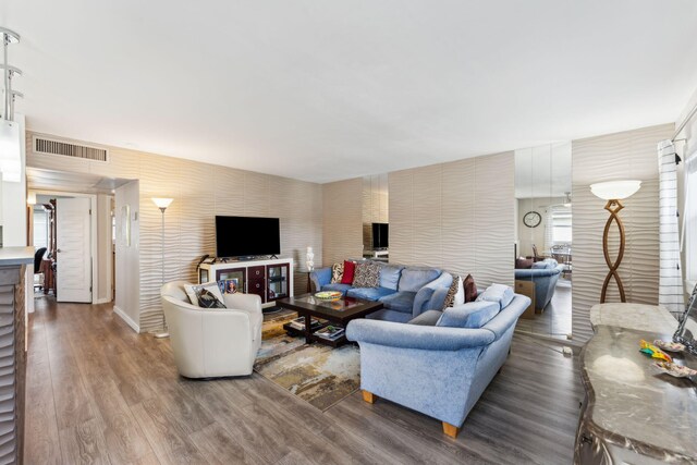 living room featuring hardwood / wood-style flooring