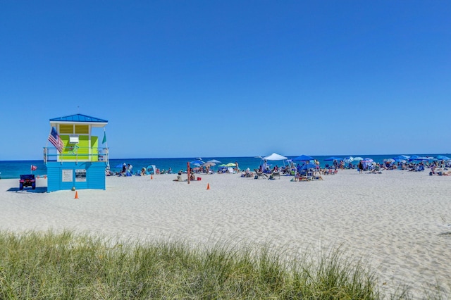 property view of water with a beach view