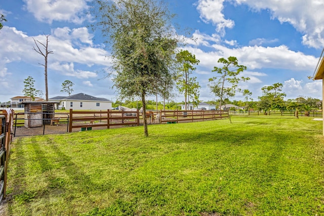 view of yard with a rural view