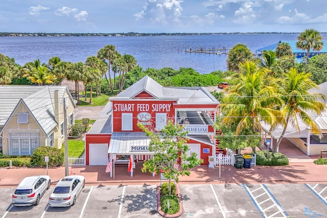 bird's eye view featuring a water view