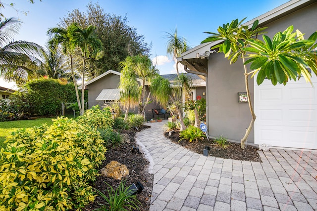 exterior space featuring a garage