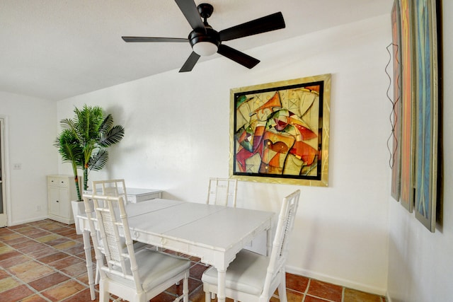 dining area with ceiling fan