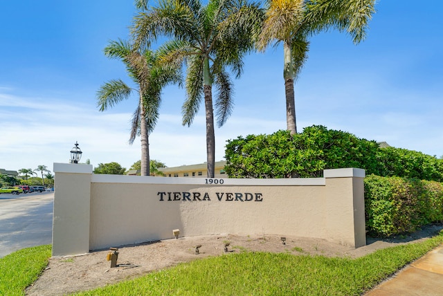 view of community sign