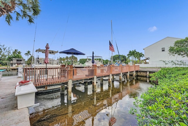 view of dock featuring a water view