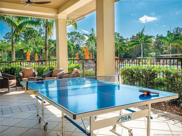 view of patio with ceiling fan