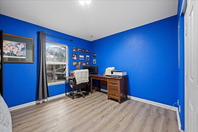 office area featuring light hardwood / wood-style floors