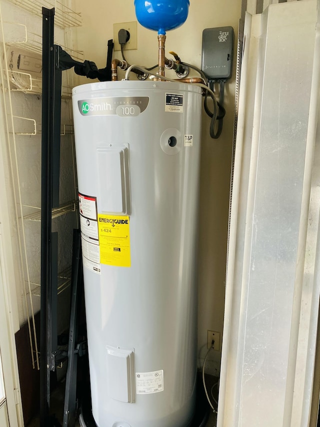 utility room with water heater